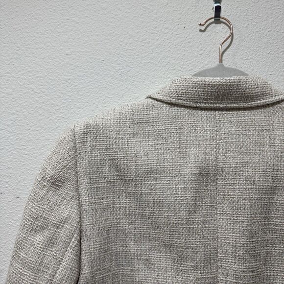 Talbots Blazer Cream Tweed Jacket Blazer Sz 12 Pockets Gold Buttons Lined NEW - Picture 8 of 9